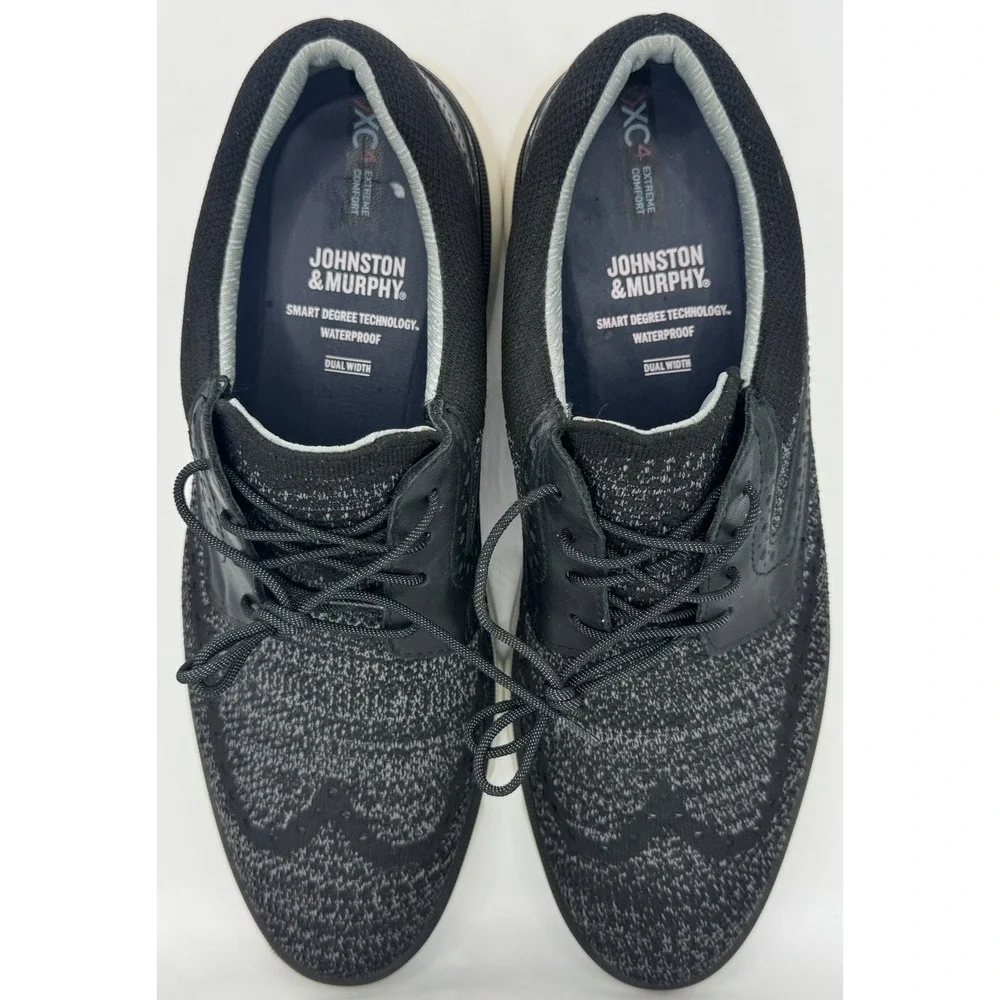 JOHNSTON & MURPHY XC4 Black Tanner Knit Wingtip Shoe Men's 10 Waterproof Comfort